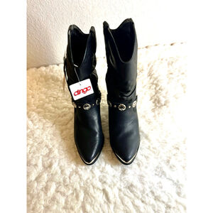 NWT Dingo Olivia women's black slouch leather cowgirl boots Size 7